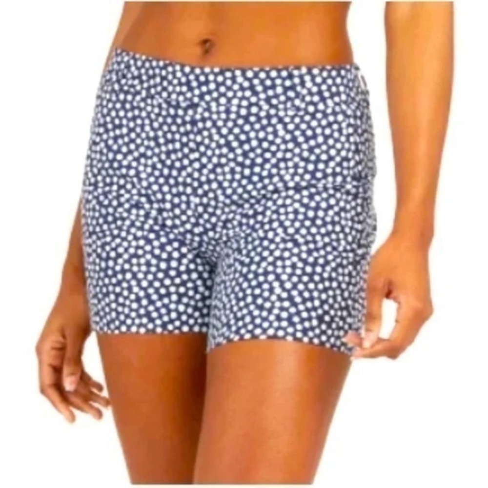 Spanx Sunshine Shorts Bermuda Beach 6" Navy Painted V Dot Extra medium Womens